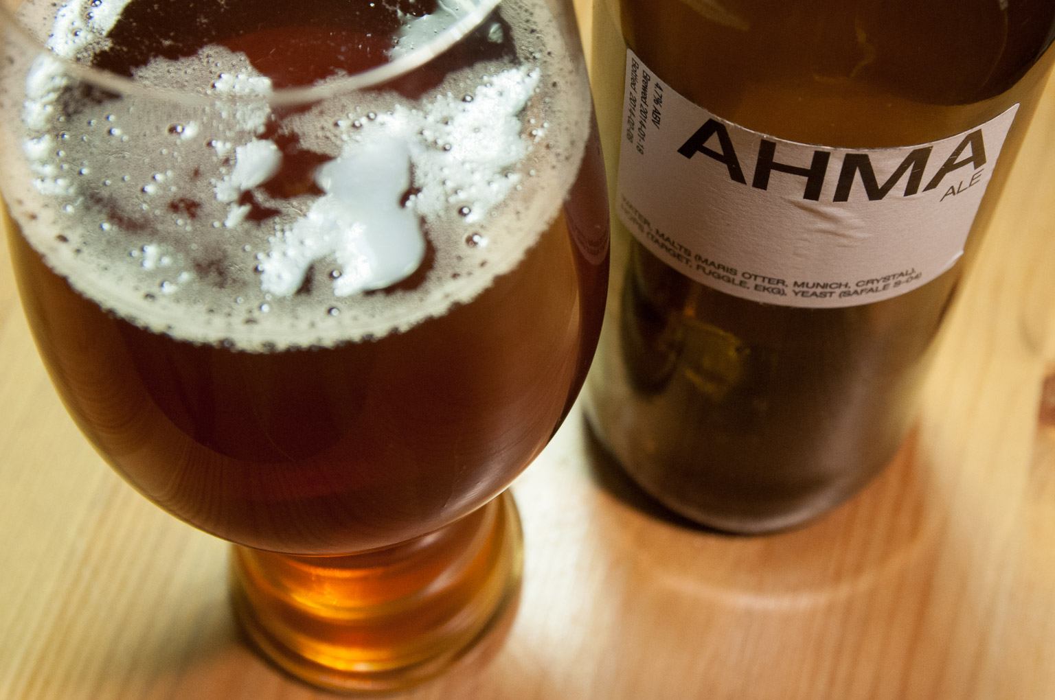 Ahma Ale bottle and glass